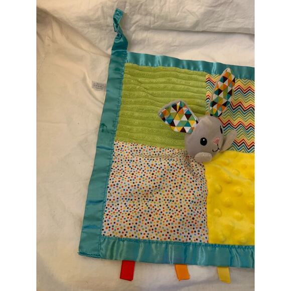 Infantino Patchwork Bunny Rabbit Crinkle Ears Security Teether Lovey Satin Back - Picture 4 of 8